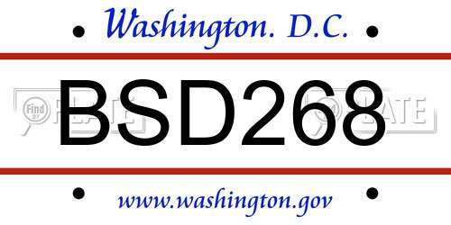 BSD268 District Of Columbia License Plate
