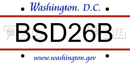 BSD26B District Of Columbia License Plate