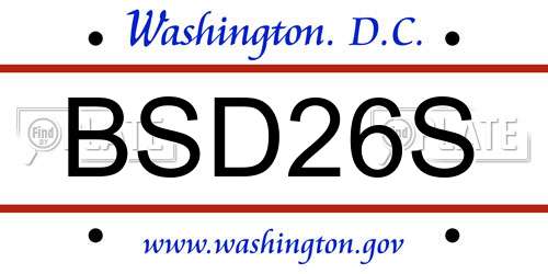 BSD26S District Of Columbia License Plate