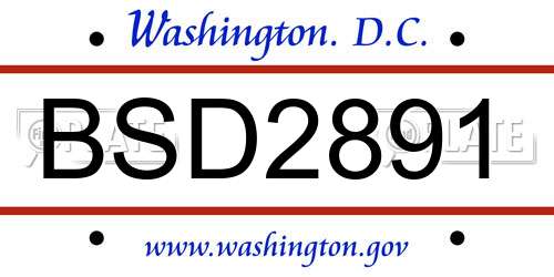 BSD2891 District Of Columbia License Plate