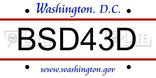 BSD43D District Of Columbia License Plate