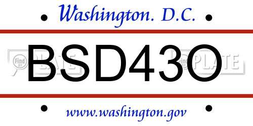 BSD43O District Of Columbia License Plate
