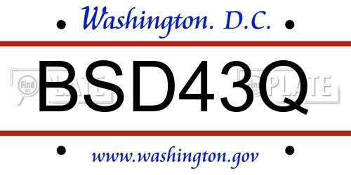 BSD43Q District Of Columbia License Plate