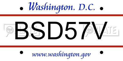 BSD57V District Of Columbia License Plate