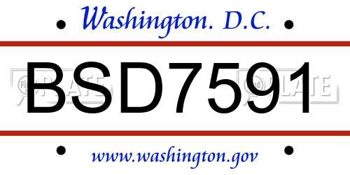 BSD7591 District Of Columbia License Plate