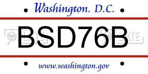 BSD76B District Of Columbia License Plate