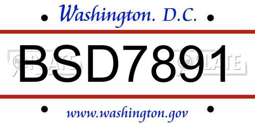 BSD7891 District Of Columbia License Plate