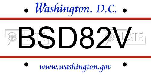 BSD82V District Of Columbia License Plate