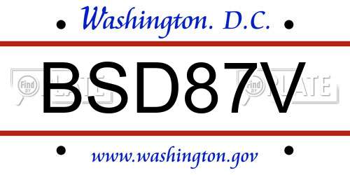 BSD87V District Of Columbia License Plate