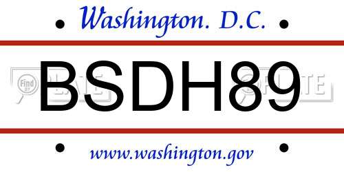 BSDH89 District Of Columbia License Plate