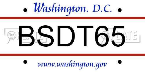 BSDT65 District Of Columbia License Plate