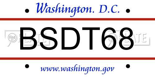 BSDT68 District Of Columbia License Plate