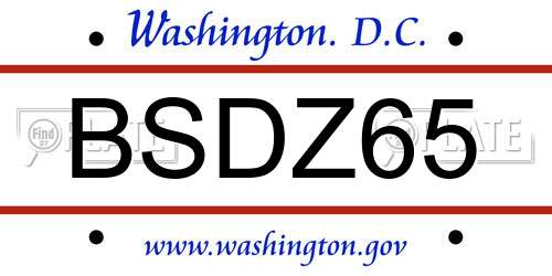 BSDZ65 District Of Columbia License Plate
