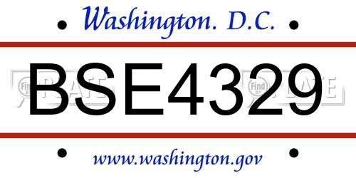 BSE4329 District Of Columbia License Plate