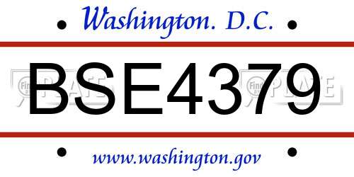 BSE4379 District Of Columbia License Plate