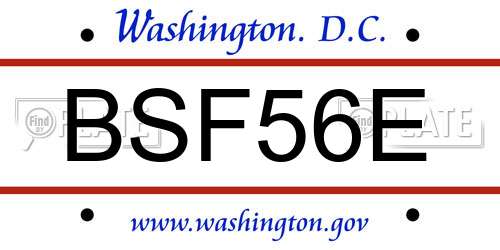 BSF56E District Of Columbia License Plate