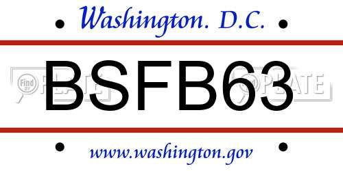 BSFB63 District Of Columbia License Plate