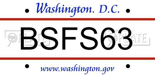 BSFS63 District Of Columbia License Plate