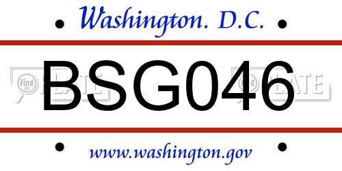 BSG046 District Of Columbia License Plate