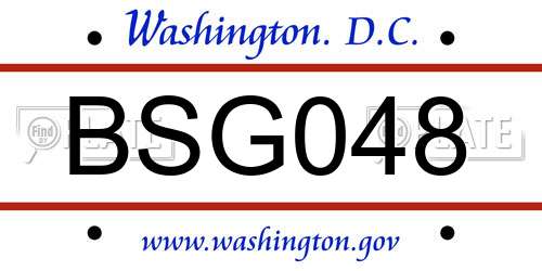 BSG048 District Of Columbia License Plate