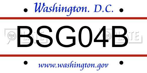BSG04B District Of Columbia License Plate