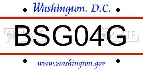 BSG04G District Of Columbia License Plate