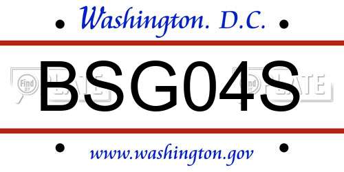 BSG04S District Of Columbia License Plate