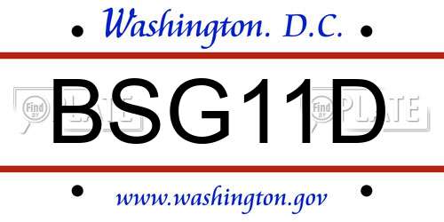 BSG11D District Of Columbia License Plate