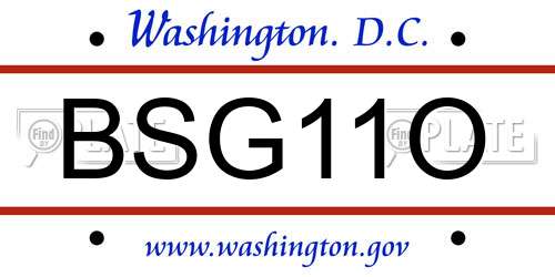 BSG11O District Of Columbia License Plate