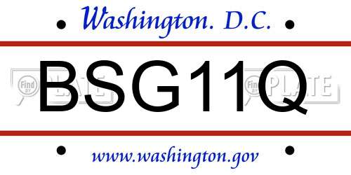 BSG11Q District Of Columbia License Plate