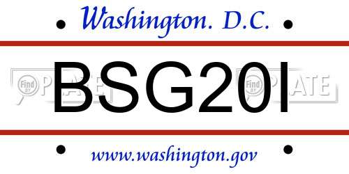 BSG20I District Of Columbia License Plate