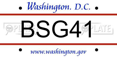 BSG41 District Of Columbia License Plate