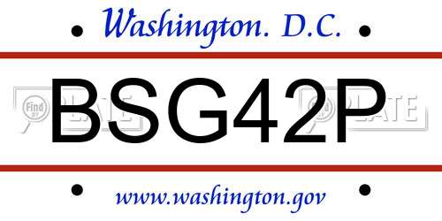 BSG42P District Of Columbia License Plate