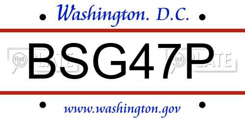 BSG47P District Of Columbia License Plate