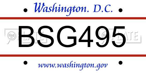 BSG495 District Of Columbia License Plate