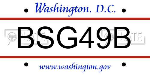 BSG49B District Of Columbia License Plate