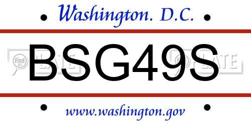 BSG49S District Of Columbia License Plate