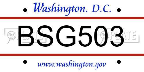 BSG503 District Of Columbia License Plate