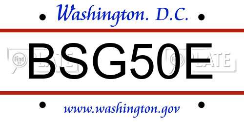 BSG50E District Of Columbia License Plate