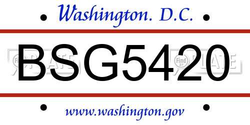 BSG5420 District Of Columbia License Plate