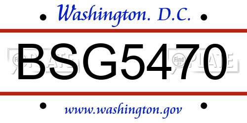 BSG5470 District Of Columbia License Plate