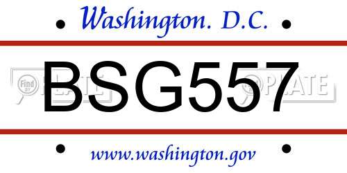 BSG557 District Of Columbia License Plate