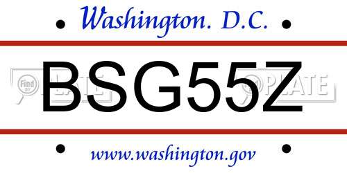 BSG55Z District Of Columbia License Plate