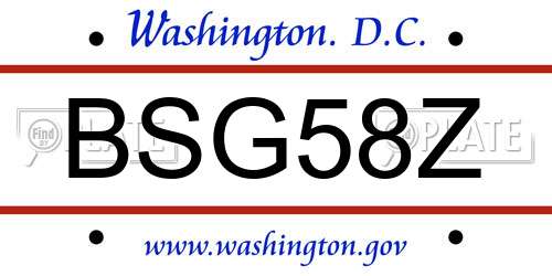 BSG58Z District Of Columbia License Plate
