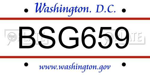 BSG659 District Of Columbia License Plate