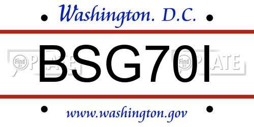BSG70I District Of Columbia License Plate
