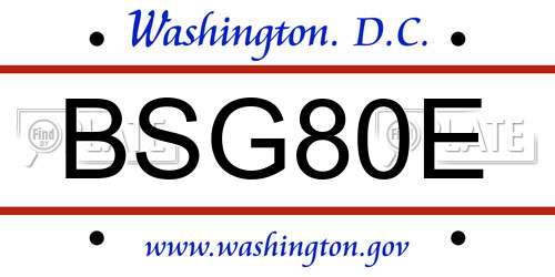BSG80E District Of Columbia License Plate