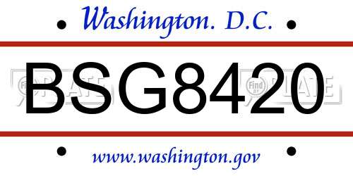 BSG8420 District Of Columbia License Plate