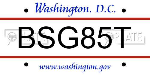 BSG85T District Of Columbia License Plate