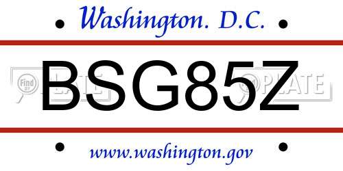 BSG85Z District Of Columbia License Plate